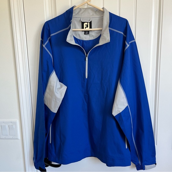 Footjoy FJ Men’s Blue Windbreaker Long Sleeve 1/4 Zip pullover XXL active golf - Picture 2 of 5